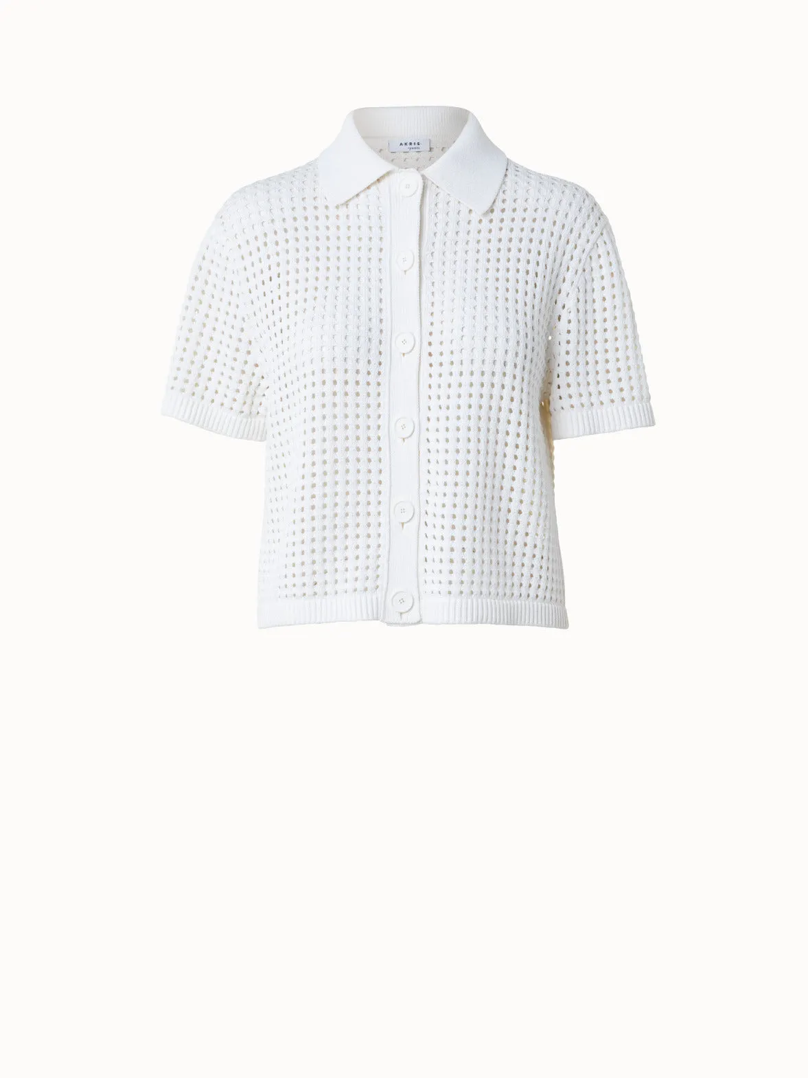 Chunky Cotton Dot Mesh Polo Shirt