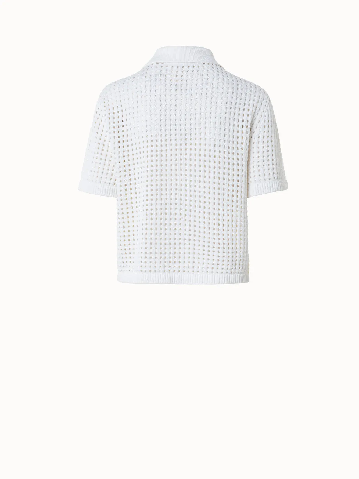 Chunky Cotton Dot Mesh Polo Shirt