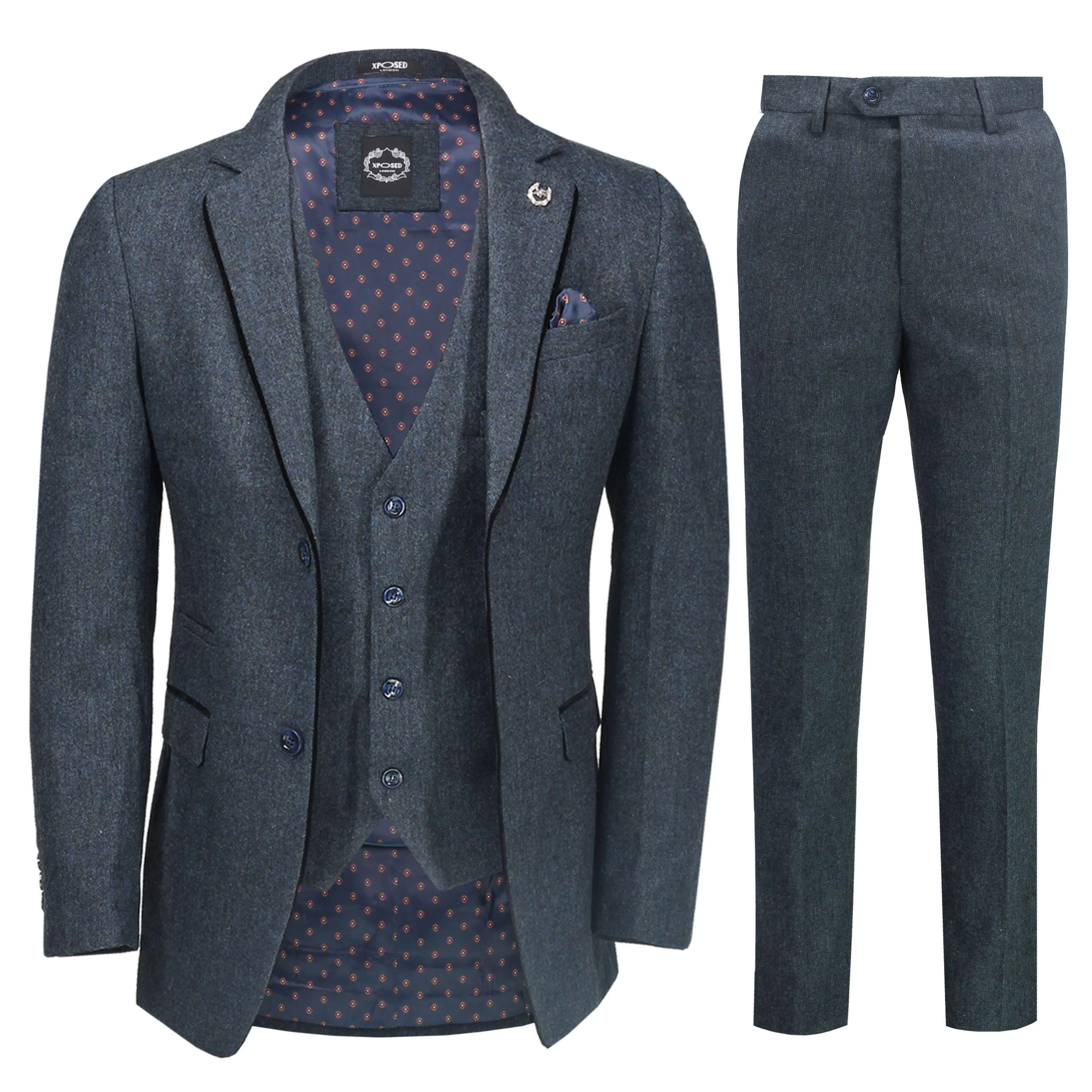 Classic Navy Tweed Suit