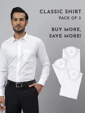 Classic Regular Fit White Shirt - Pristine (Pack of 3)