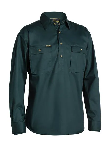 Closed Front Cotton Drill Shirt - Long Sleeve BSC6433