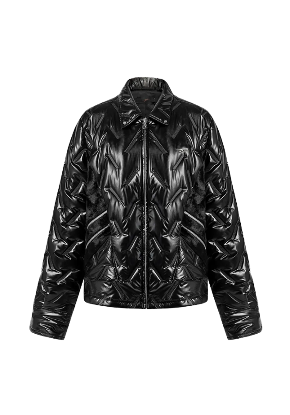 Collared Embossed Padded Jacket