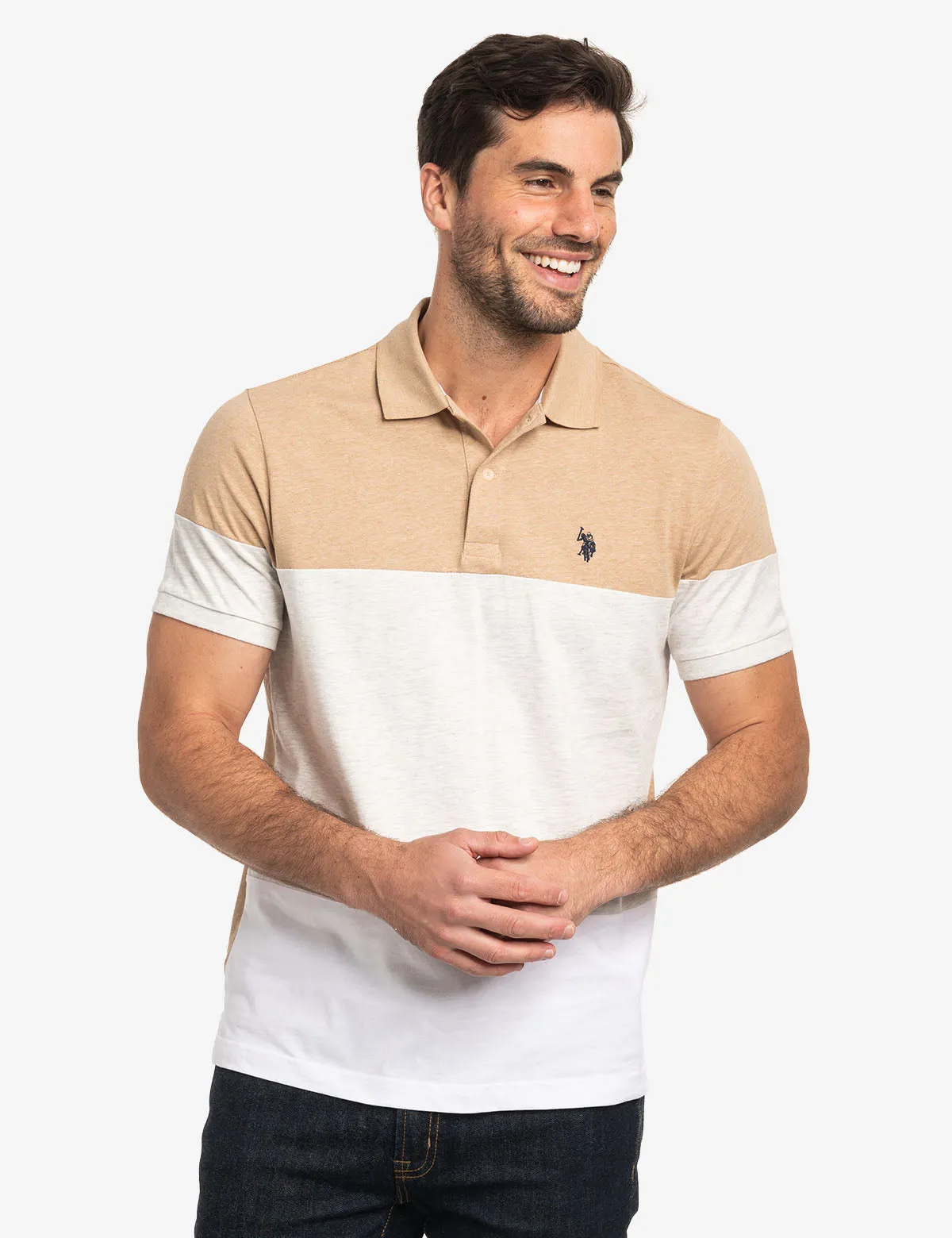 COLOR BLOCK JERSEY POLO SHIRT