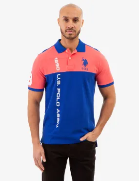 COLORBLOCK PIQUE POLO SHIRT WITH GRAPHIC PRINT