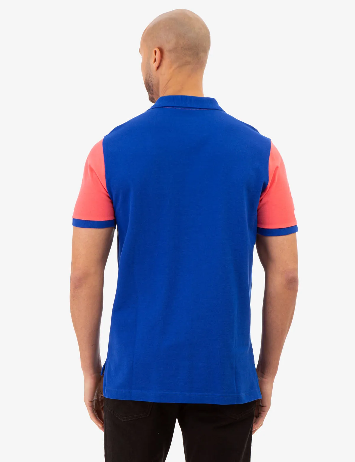 COLORBLOCK PIQUE POLO SHIRT WITH GRAPHIC PRINT