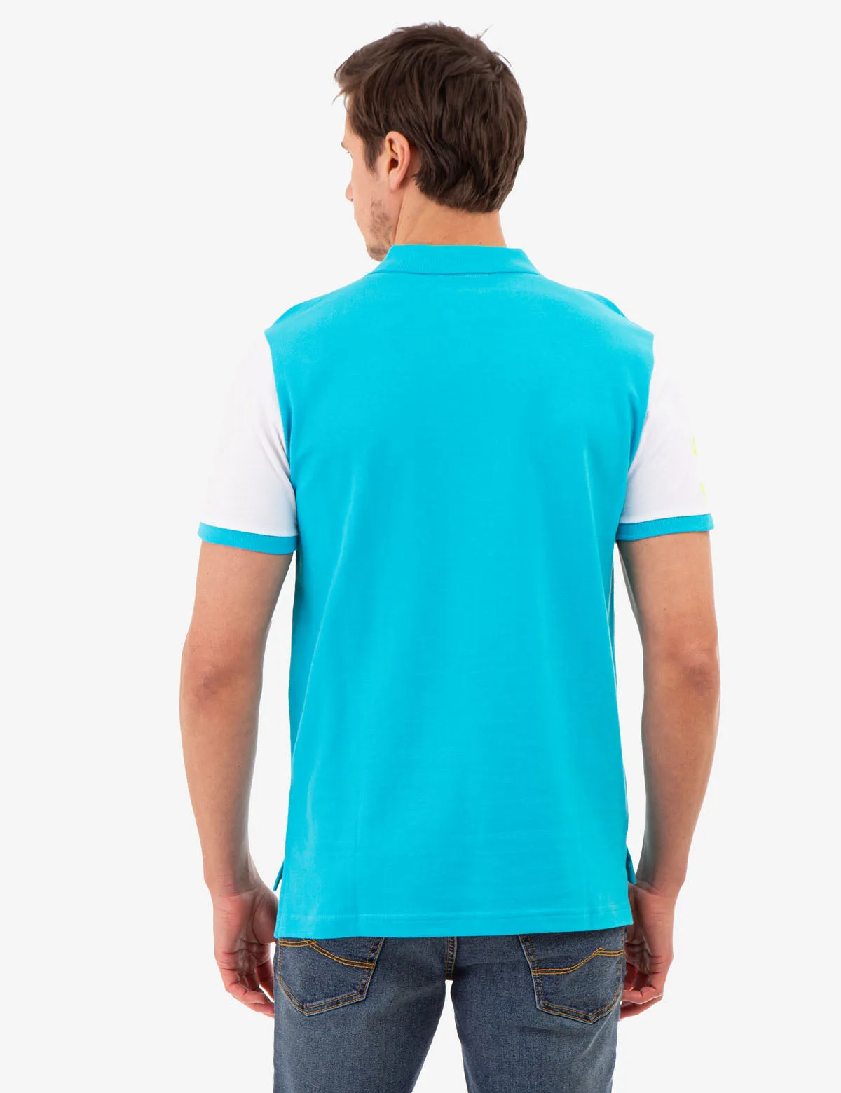 COLORBLOCK PIQUE POLO SHIRT WITH GRAPHIC PRINT