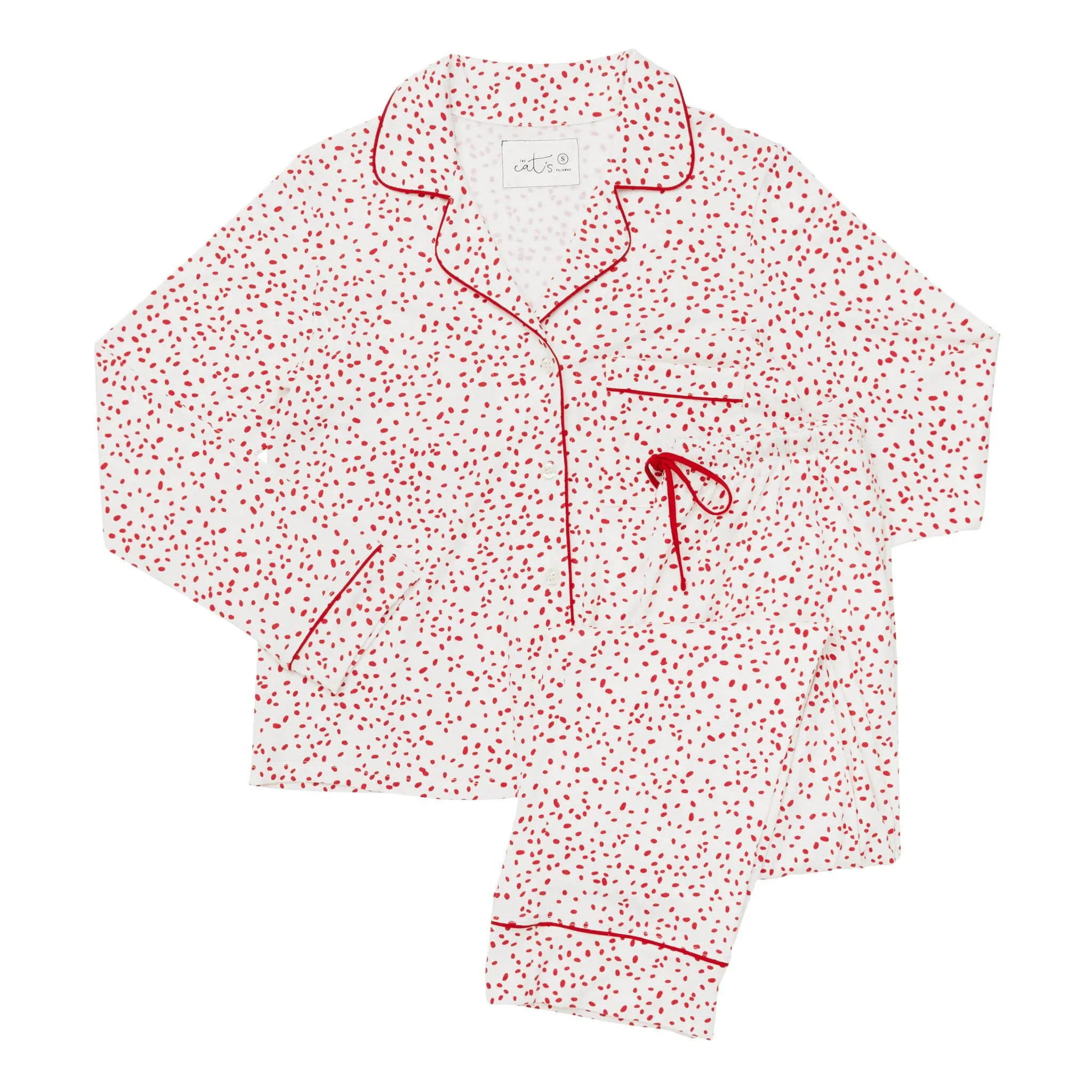 Confetti Dot Pima Knit Long-Sleeved Pajama - Red