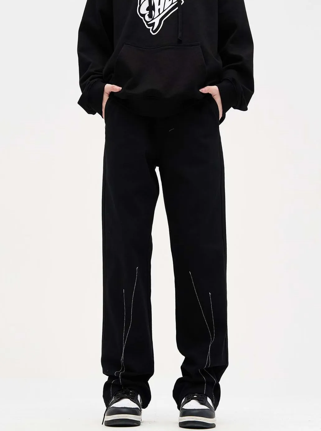 Contrast Stitch Straight Pants