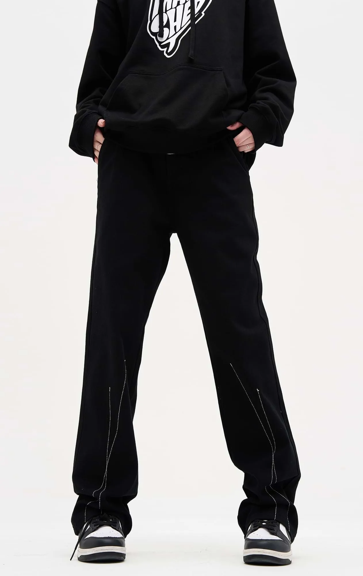 Contrast Stitch Straight Pants