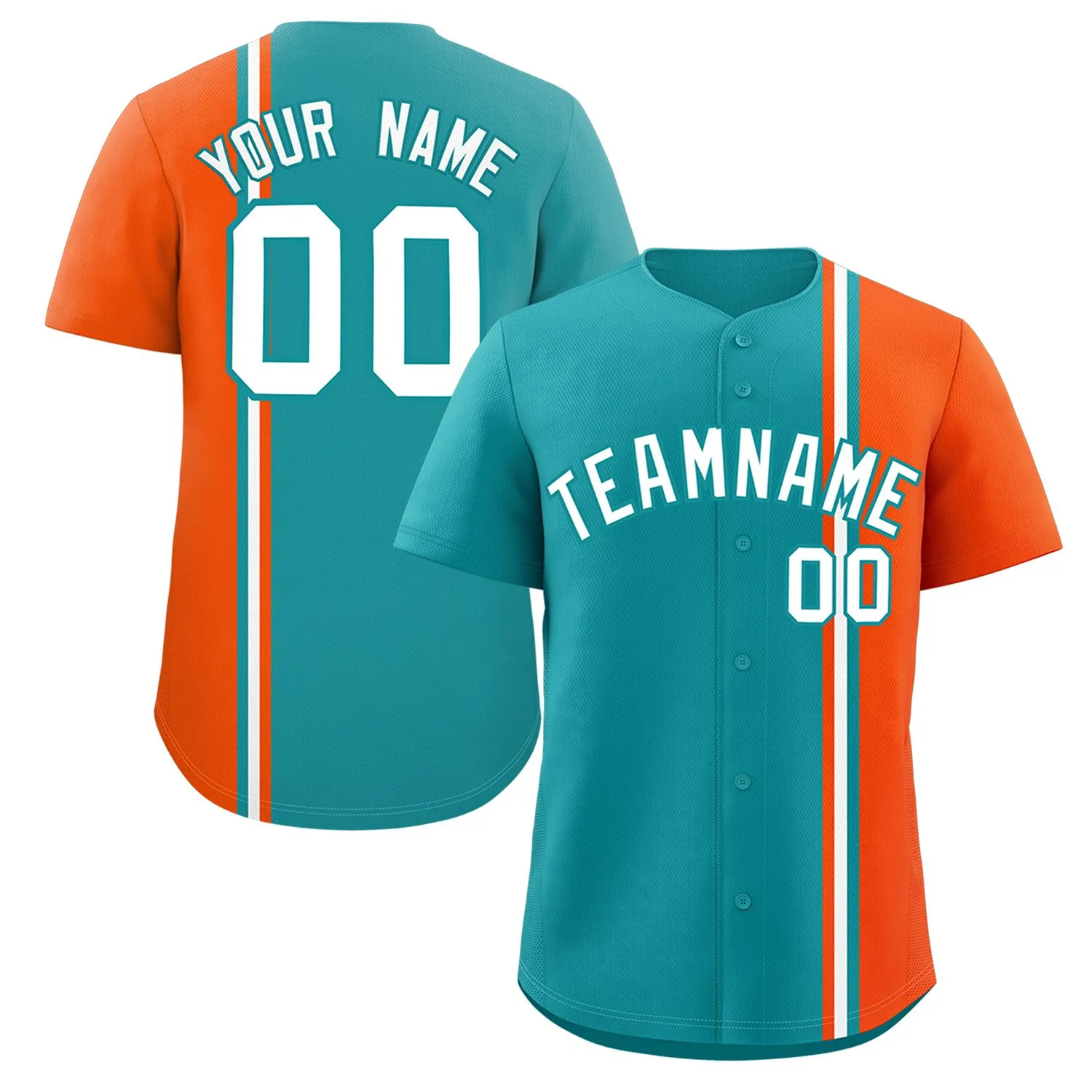 Custom Aqua Orange-White Personalized Color Block Authentic Baseball jersey