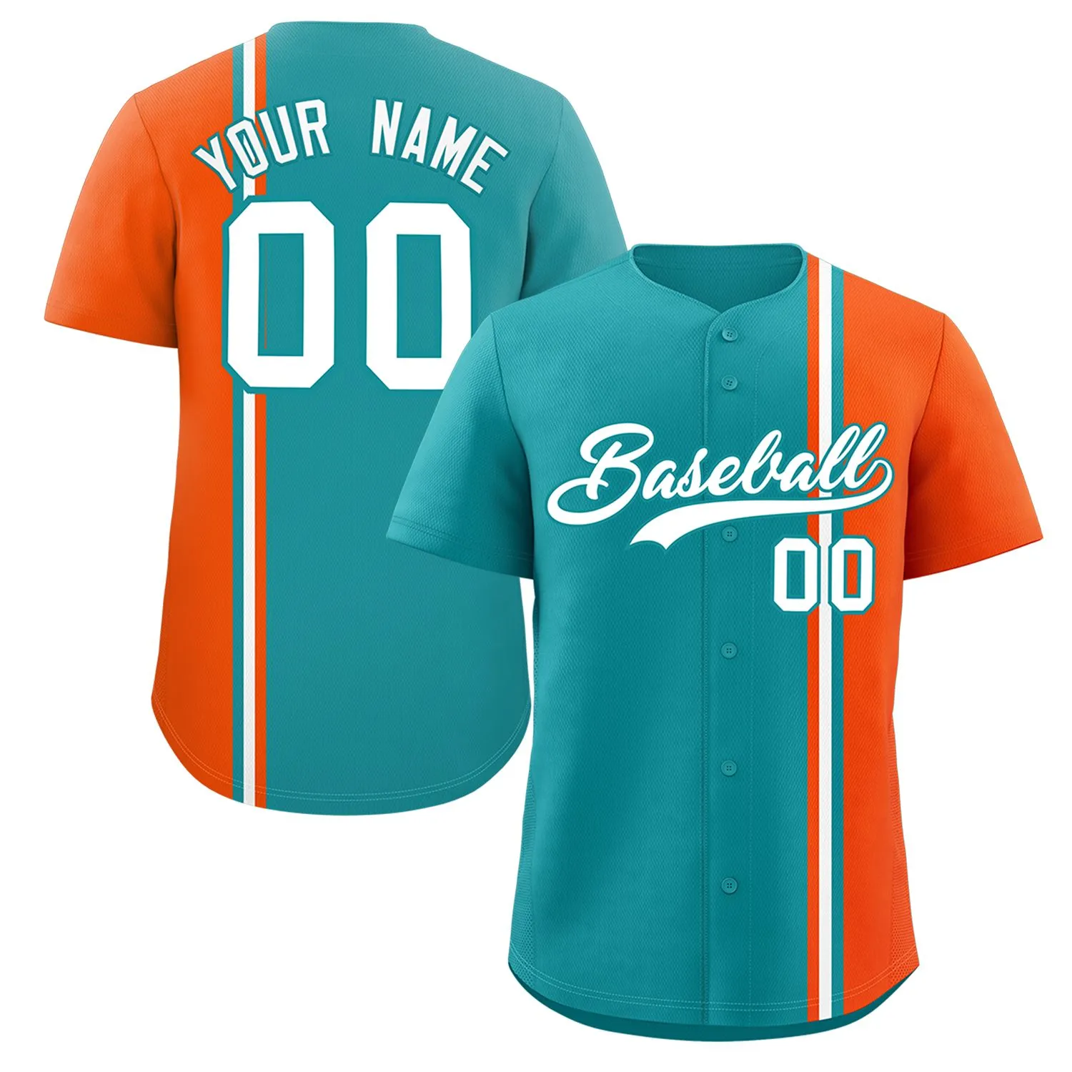 Custom Aqua Orange-White Personalized Color Block Authentic Baseball jersey