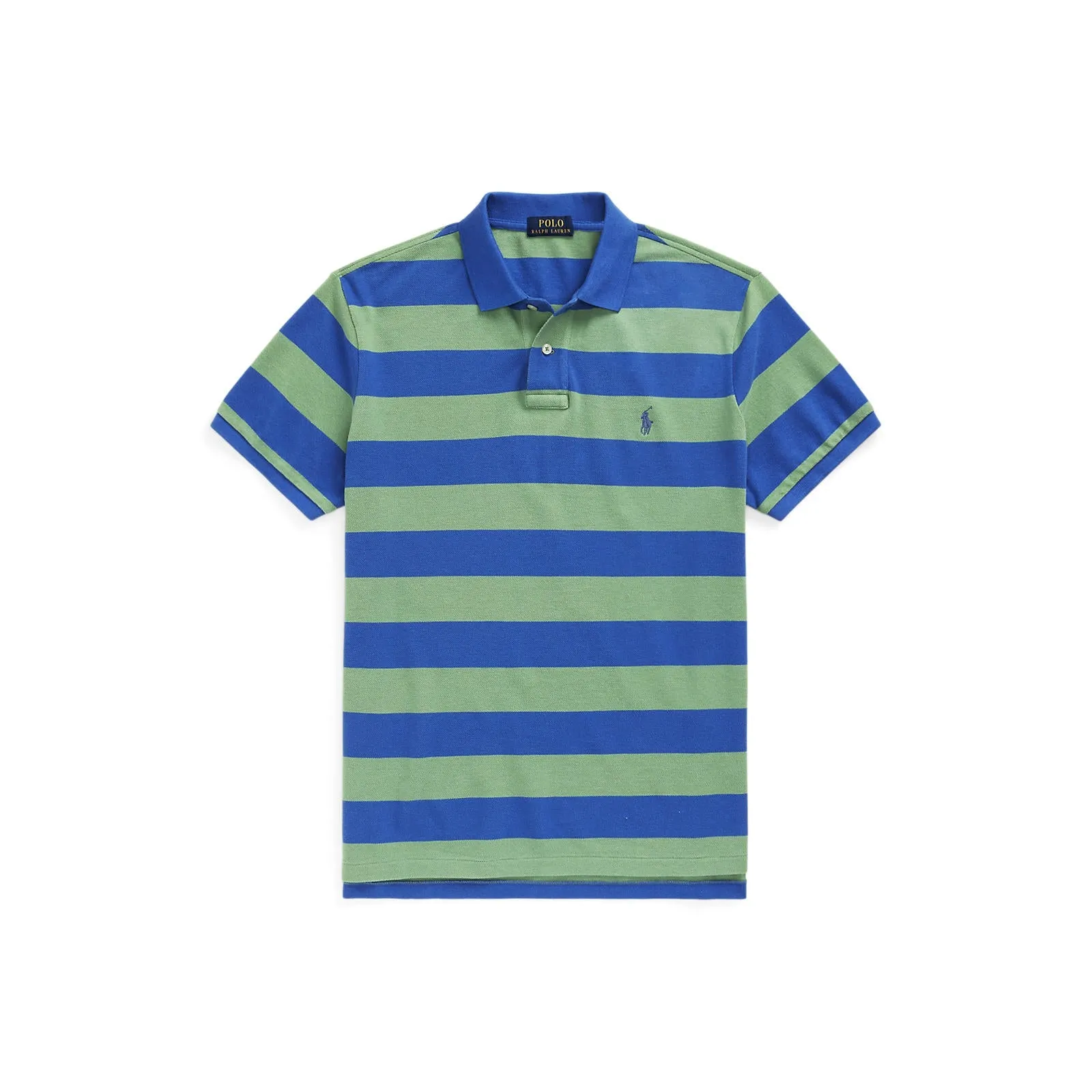 Custom Fit Mesh Polo - Stripe - Green & Blue