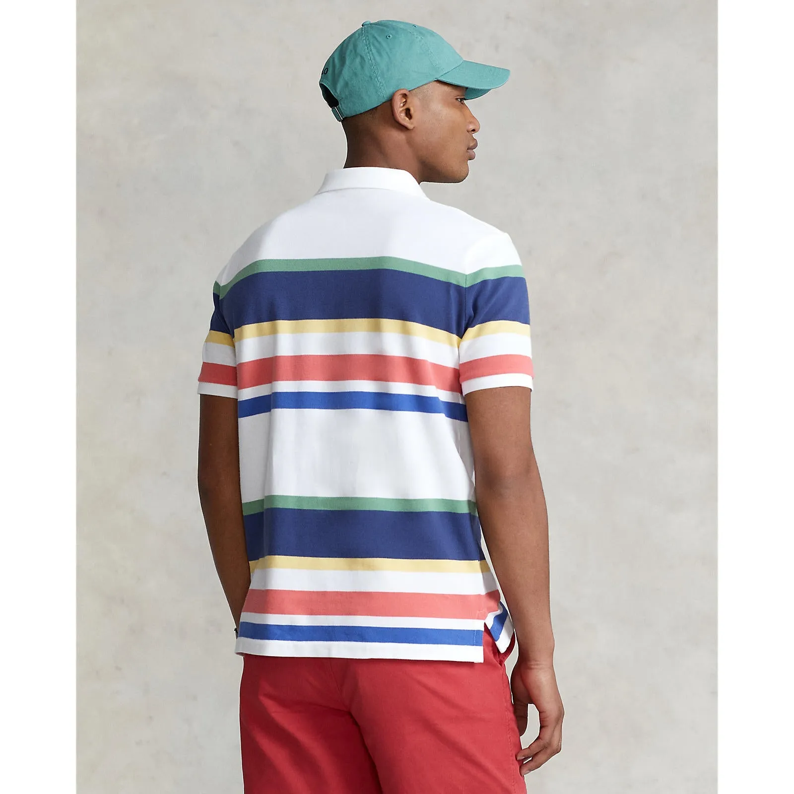 Custom Fit Mesh Polo - Stripe - White/Multi