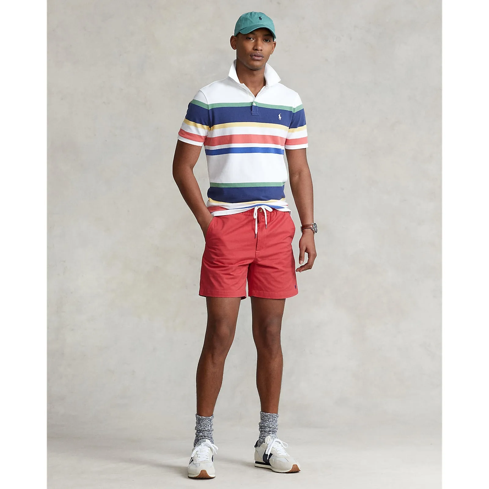 Custom Fit Mesh Polo - Stripe - White/Multi