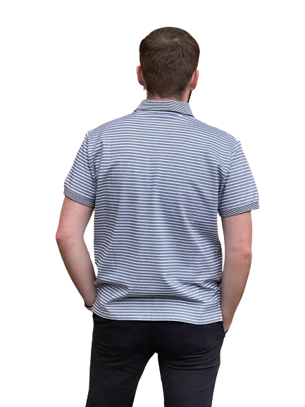 Custom Fit Polo - Stripe - Blue and White