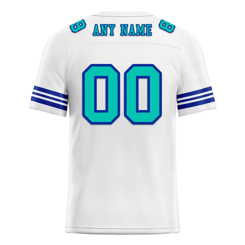 Custom White Tie Dye Aqua Personalized Authentic Football Jersey FBJ02-bc0fa7e