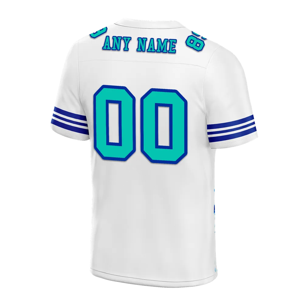 Custom White Tie Dye Aqua Personalized Authentic Football Jersey FBJ02-bc0fa7e