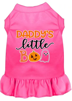 Daddy's Little Boo Screen Print Dog Dress Bright Pink Lg