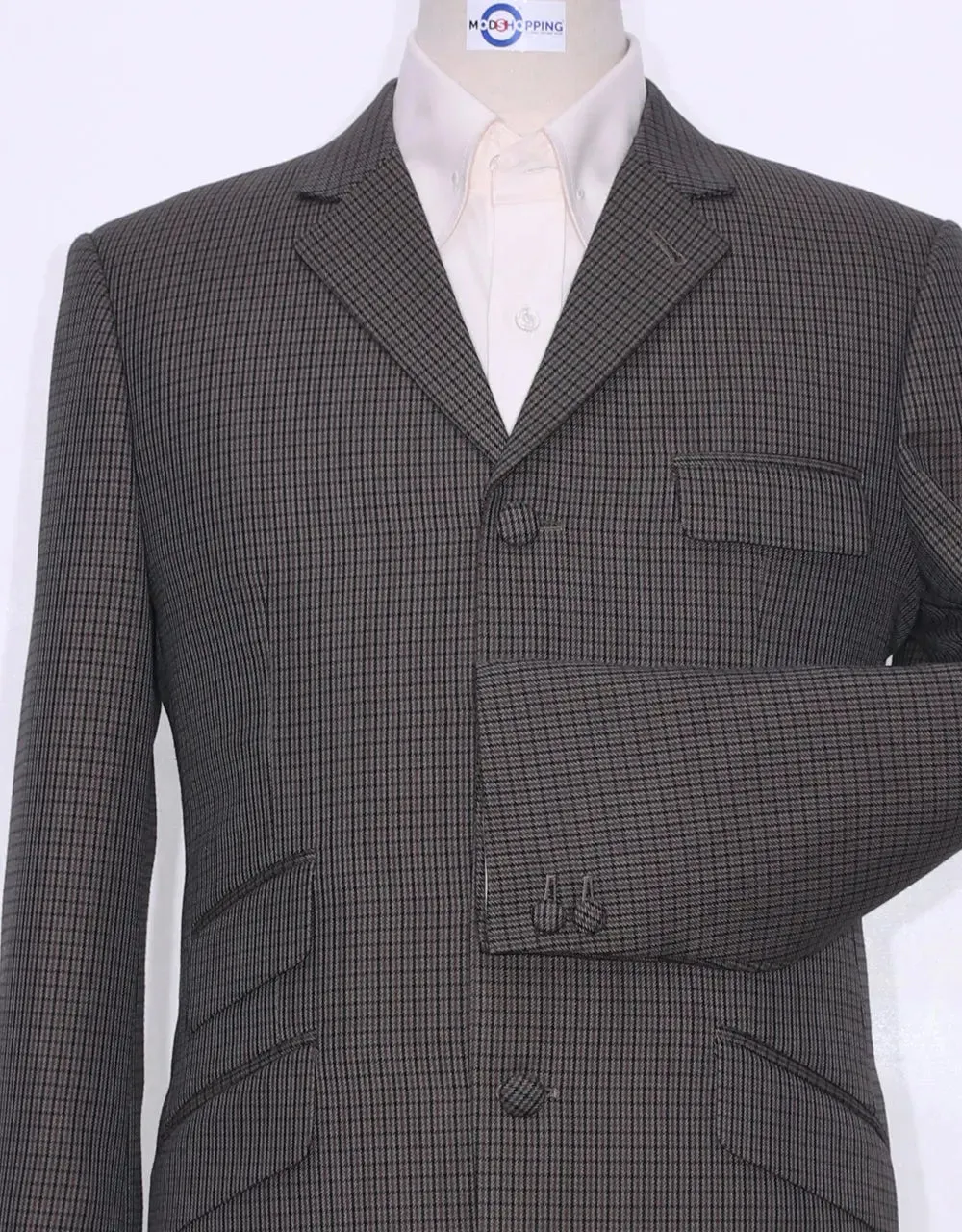 Dark Brown And Black Houndstooth Suit