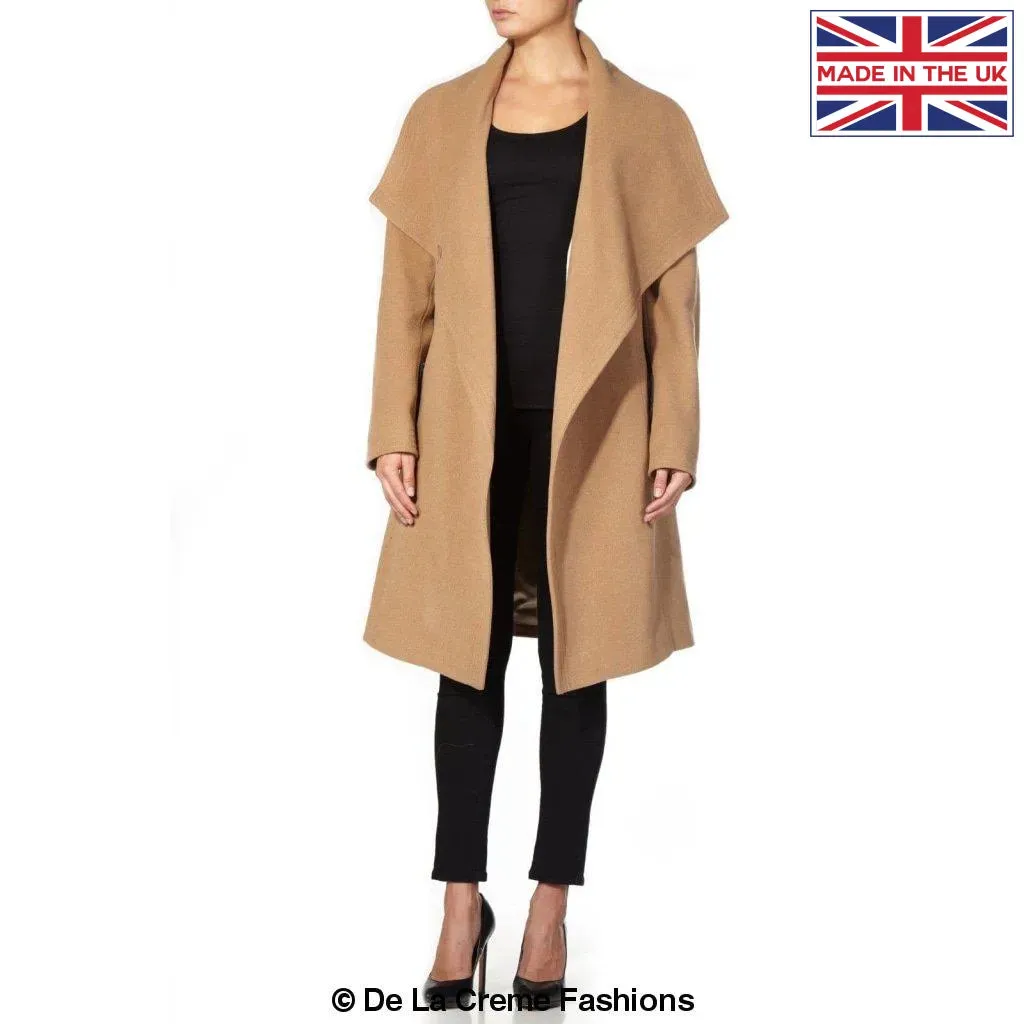 De La Creme Womens Wool Blend Large Lapel Duster Coat