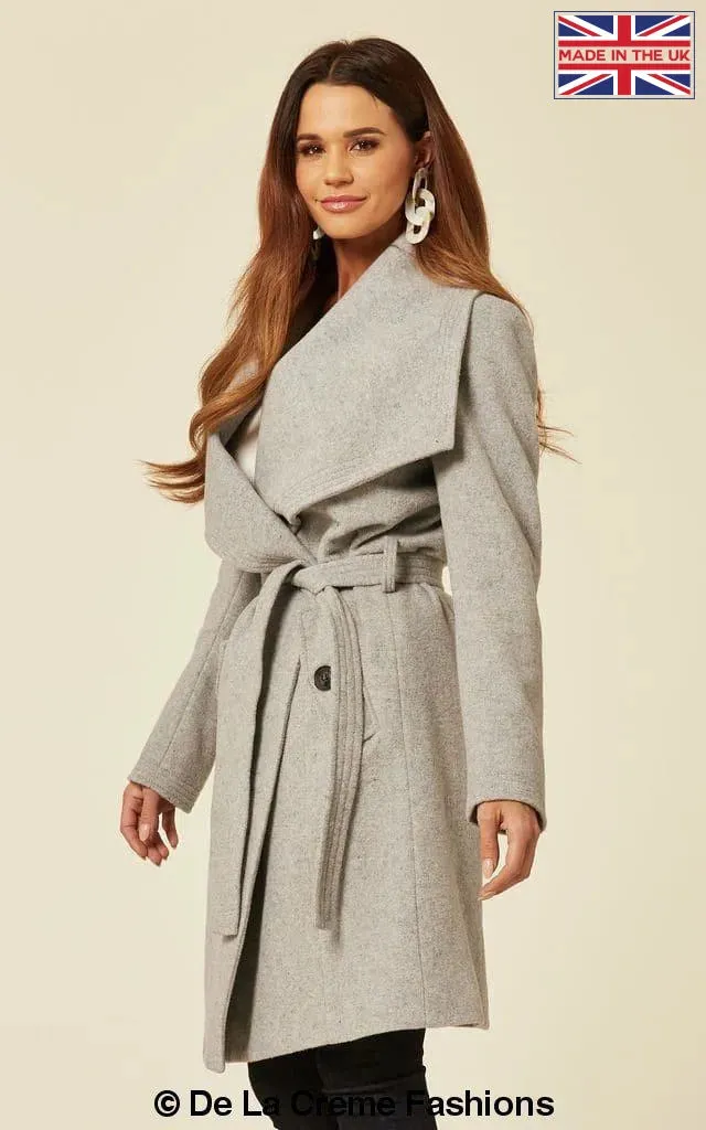 De La Creme Womens Wool Blend Large Lapel Duster Coat