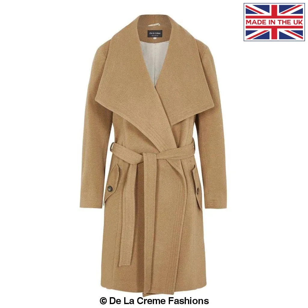 De La Creme Womens Wool Blend Large Lapel Duster Coat