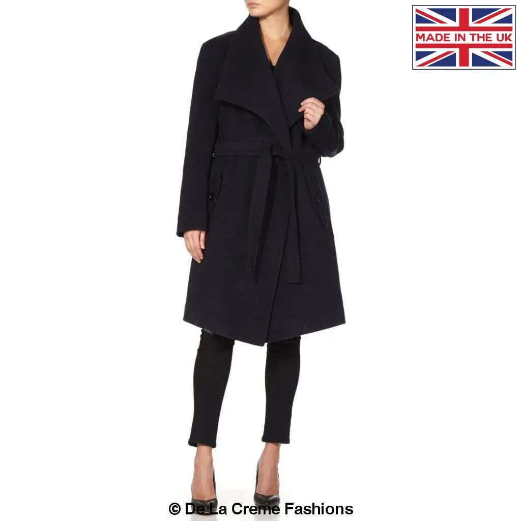 De La Creme Womens Wool Blend Large Lapel Duster Coat