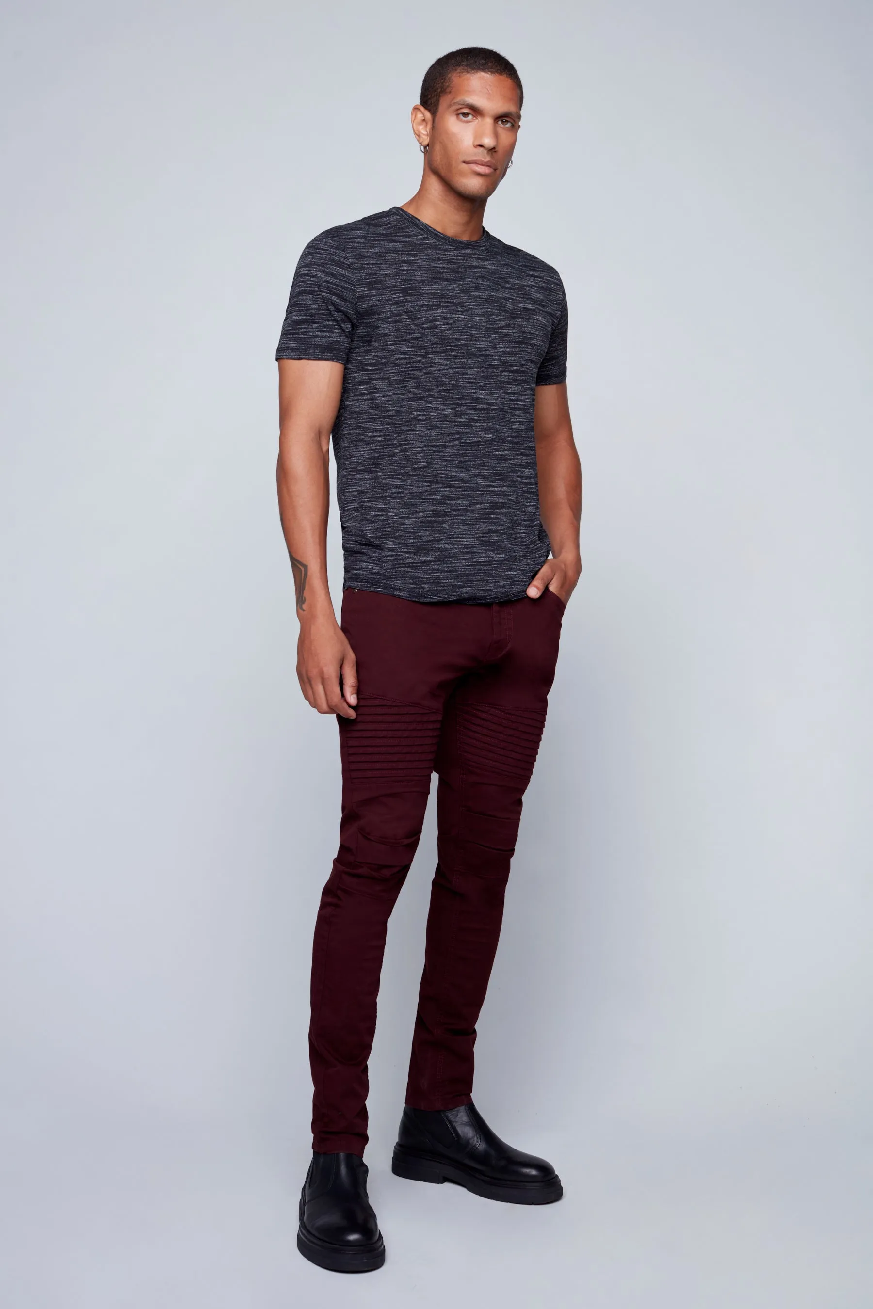 Deluxe 5 Pocket Slim Fit Pintuck Pants - WINE