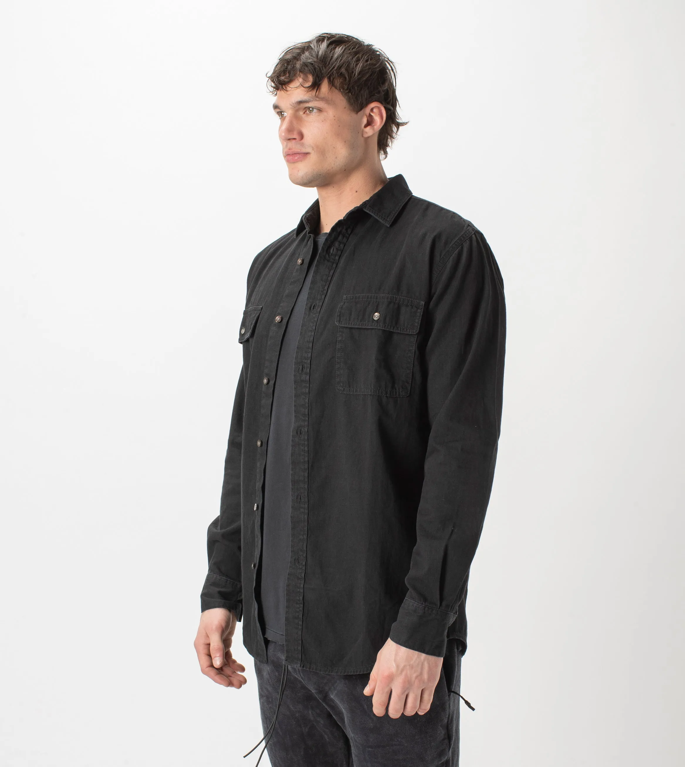 Denim Work LS Shirt Washed Black