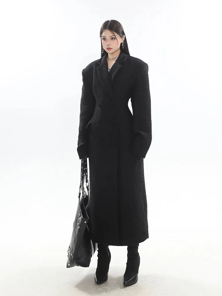 Double-Breasted Longline Bouclé Coat