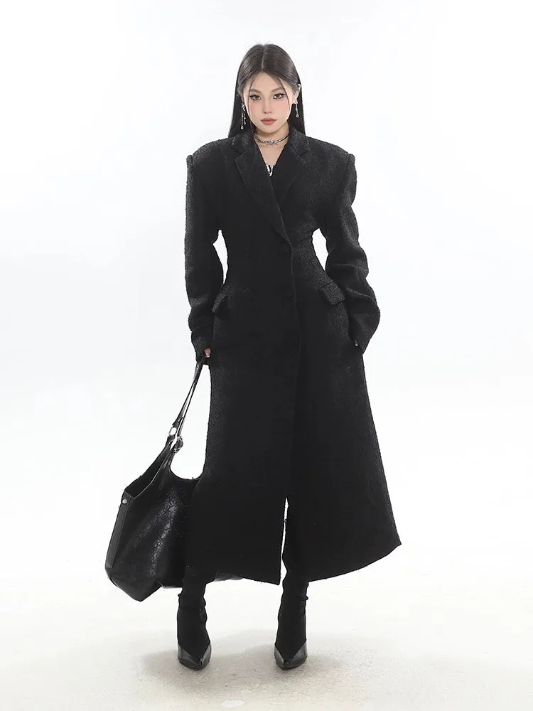 Double-Breasted Longline Bouclé Coat