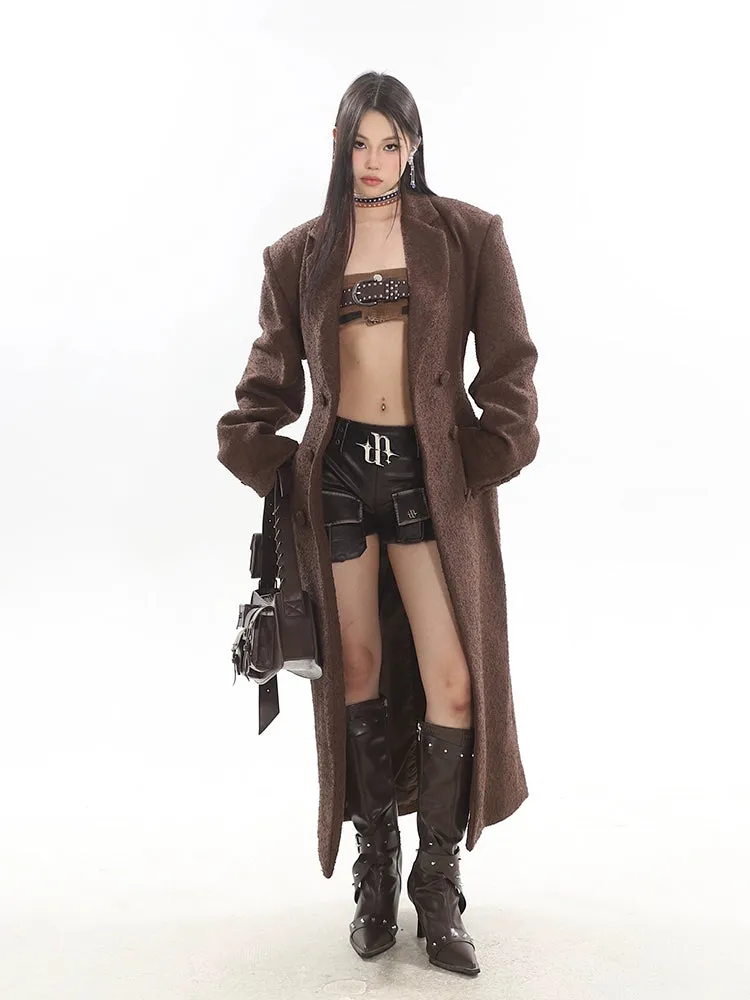 Double-Breasted Longline Bouclé Coat