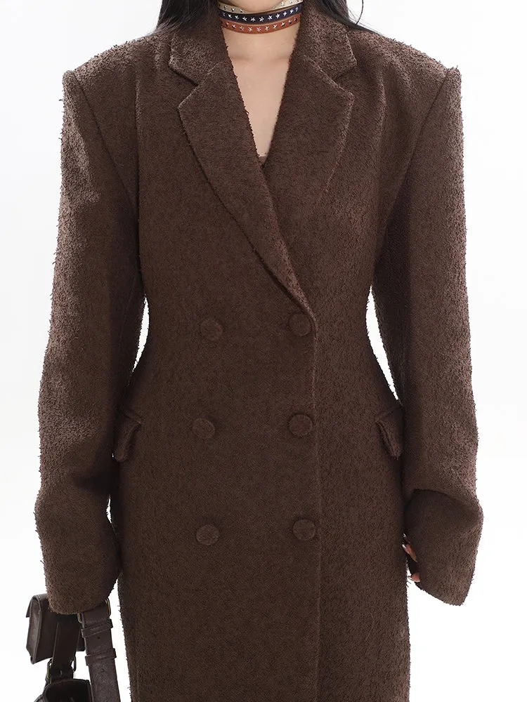 Double-Breasted Longline Bouclé Coat