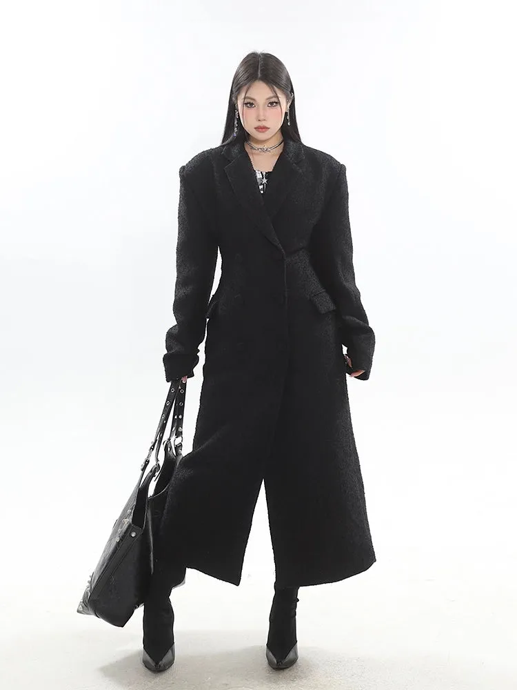 Double-Breasted Longline Bouclé Coat