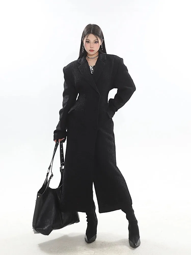 Double-Breasted Longline Bouclé Coat