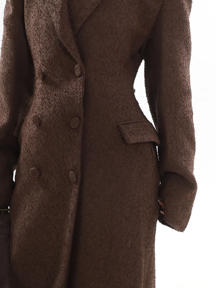 Double-Breasted Longline Bouclé Coat