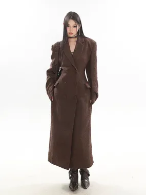 Double-Breasted Longline Bouclé Coat