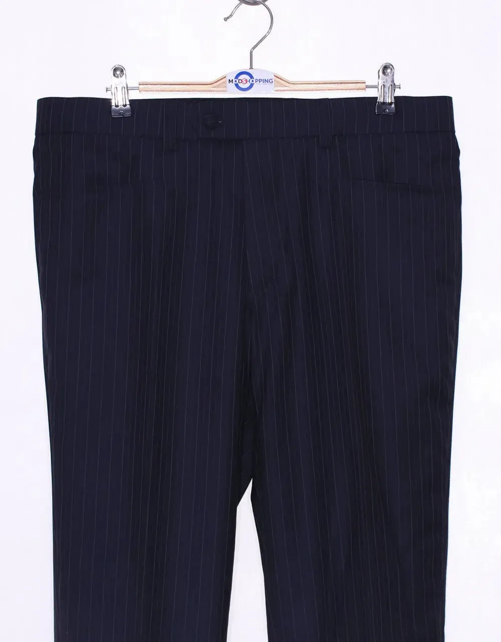 Double Breasted Suit | Navy Blue Pinstriped Suit 60s Style