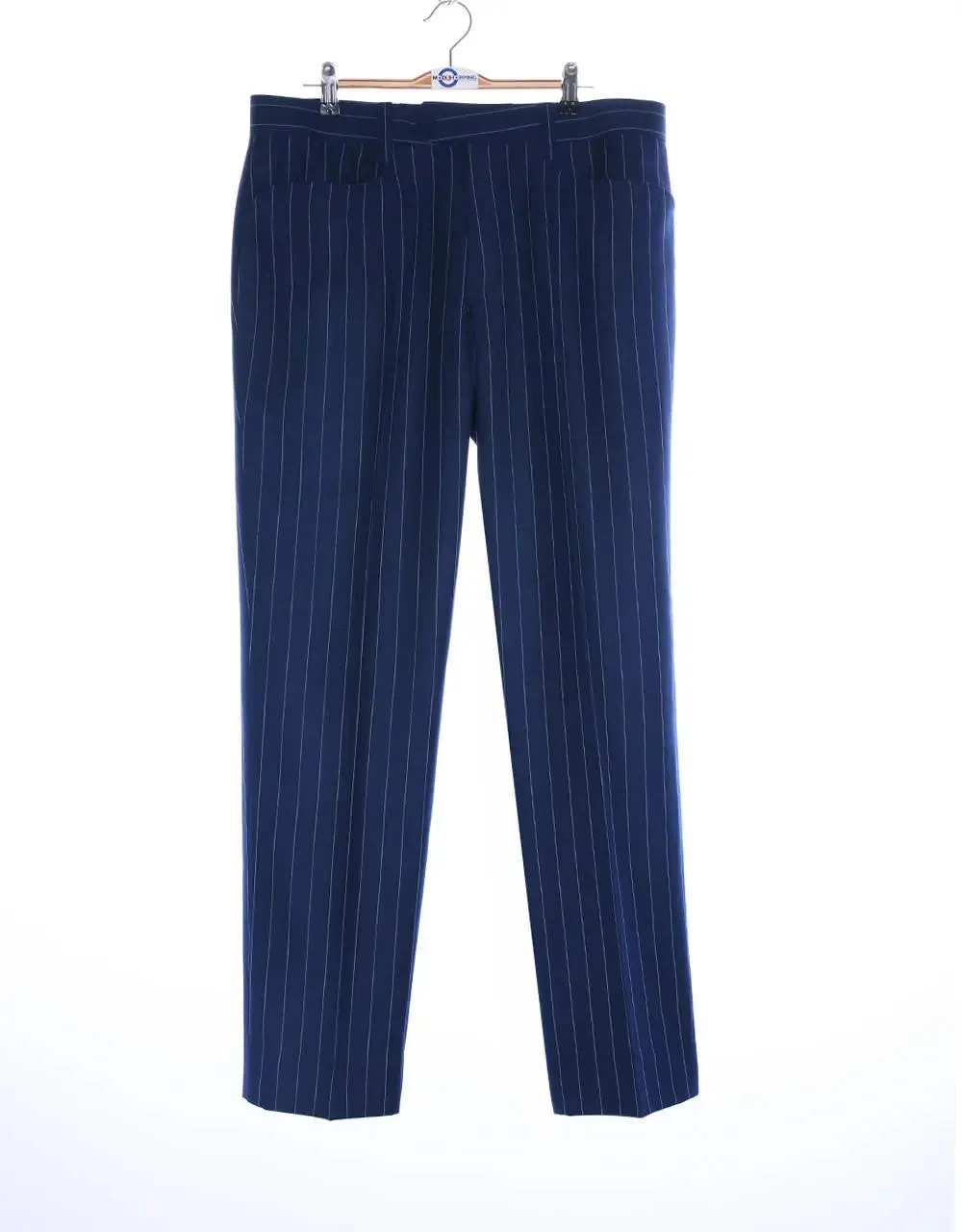 Double Breasted  Suit - Navy Blue Stripe Suit