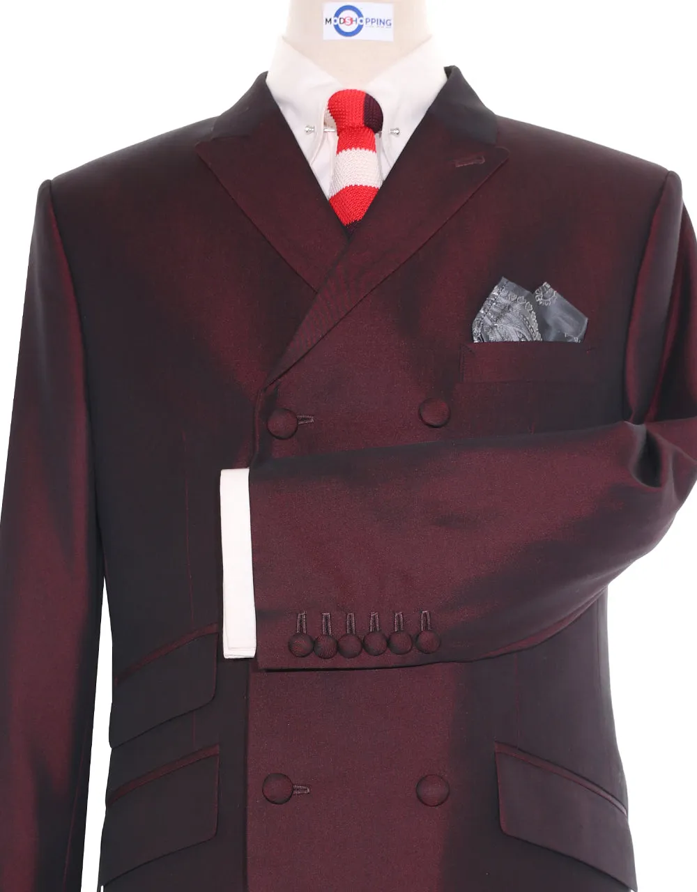 Double Breasted Suit - Wine and Black Two Tone Suit