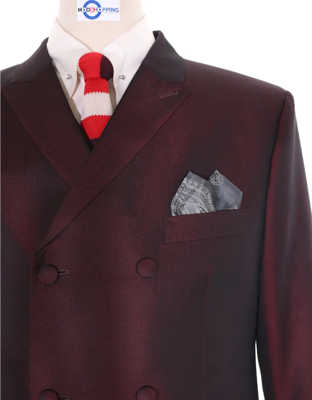 Double Breasted Suit - Wine and Black Two Tone Suit