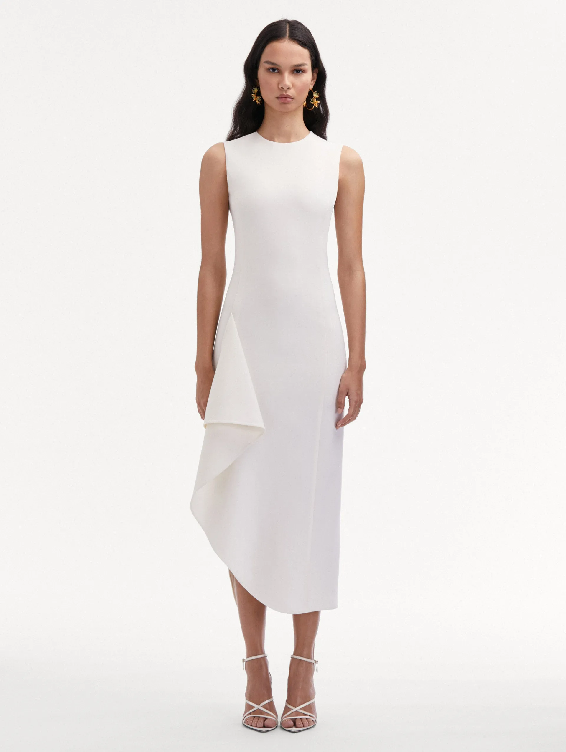 Draped Asymmetrical Wool Dress