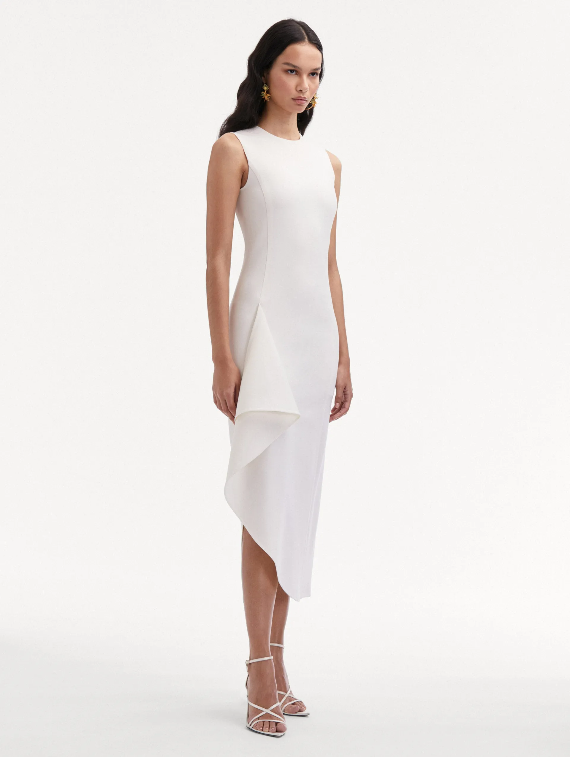 Draped Asymmetrical Wool Dress