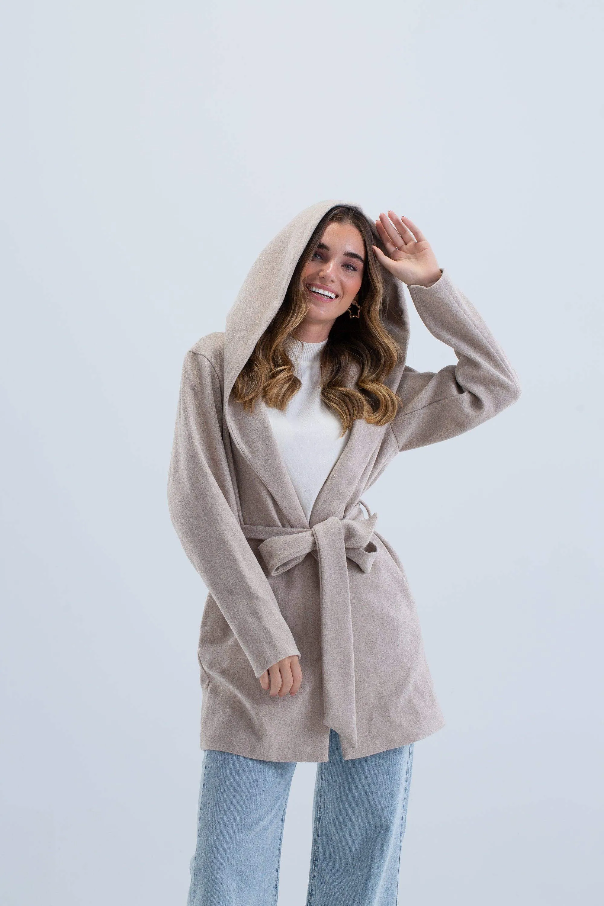 Draped Hooded Coat