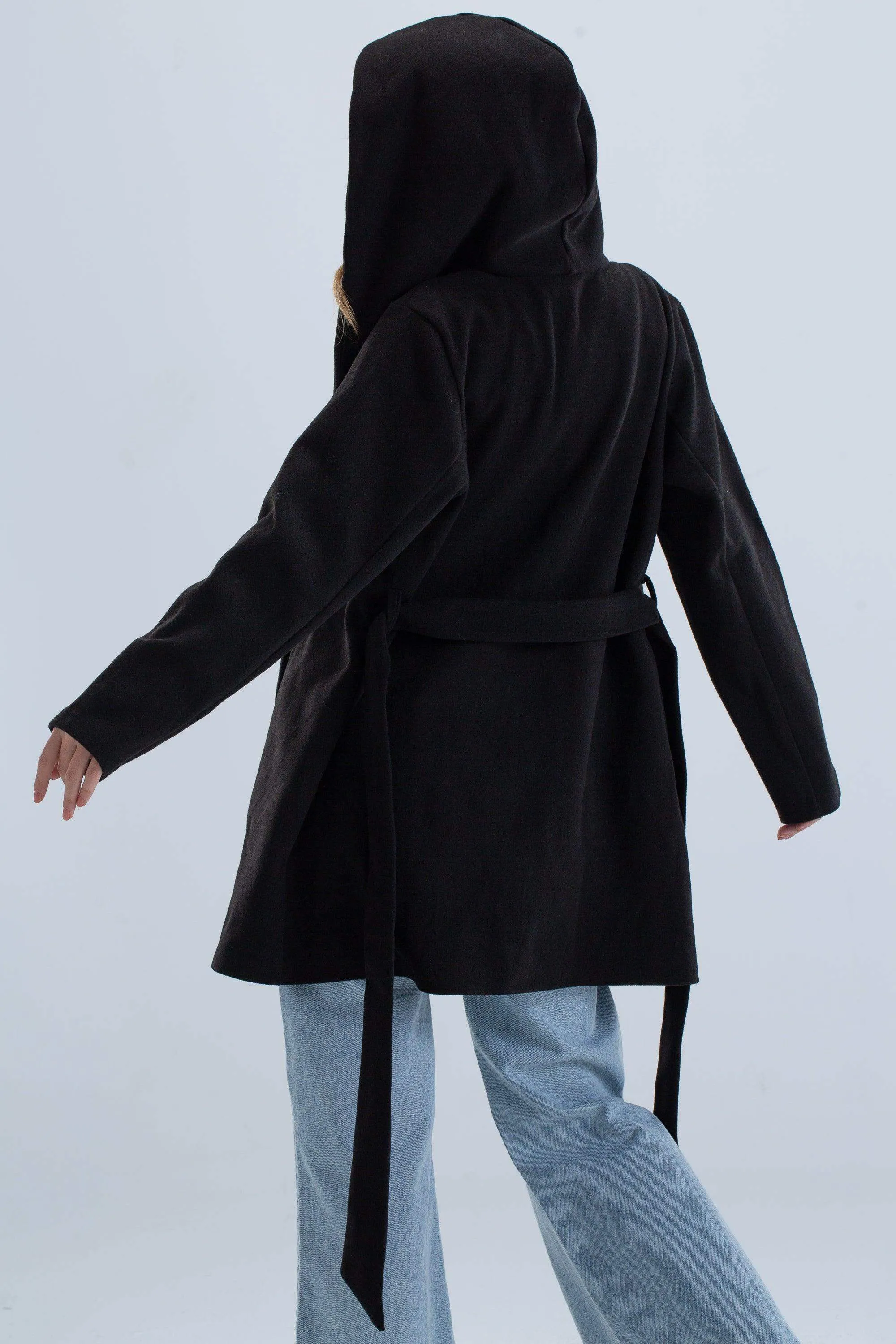 Draped Hooded Coat