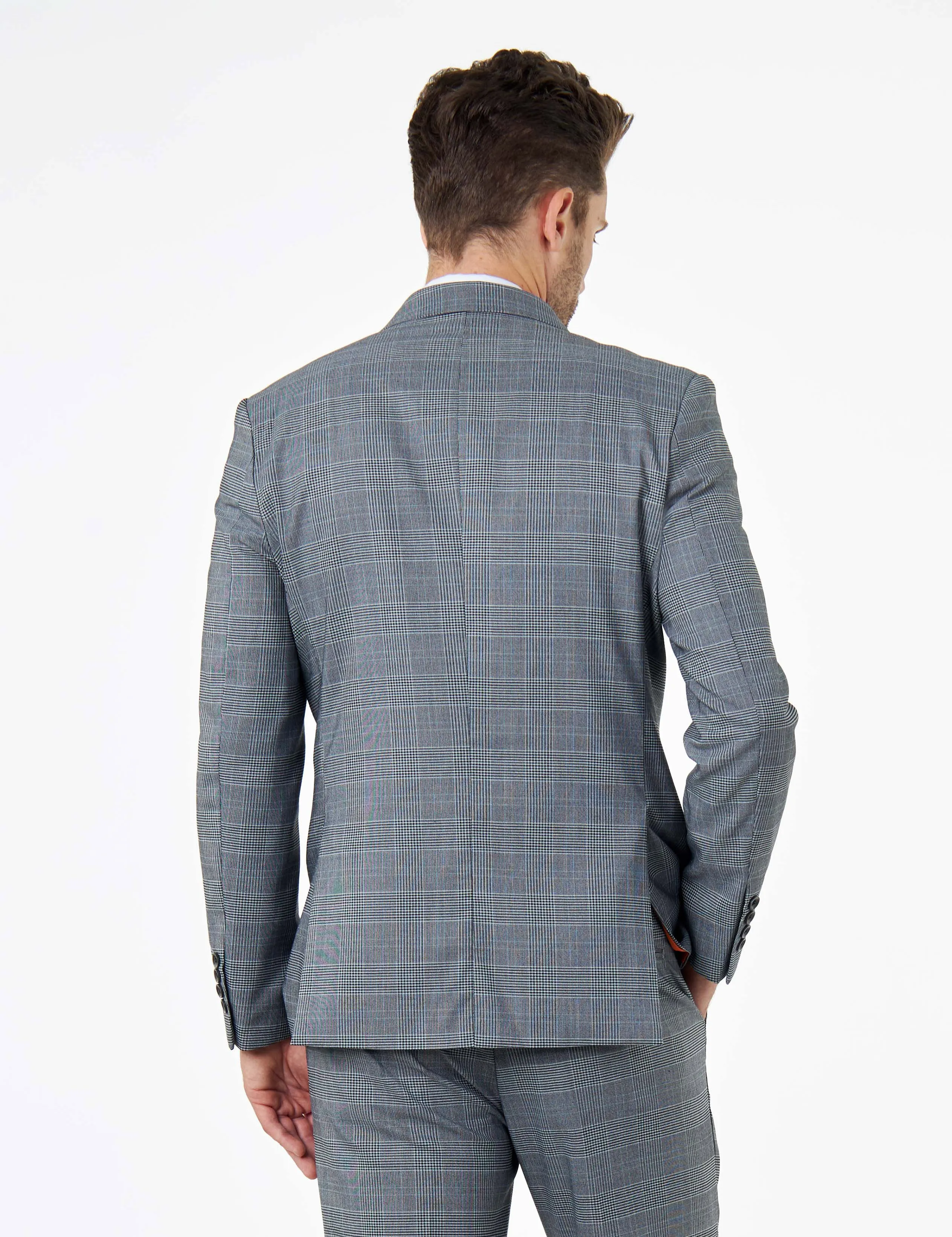 EKON - Grey Prince of Wales Check Wedding Suit