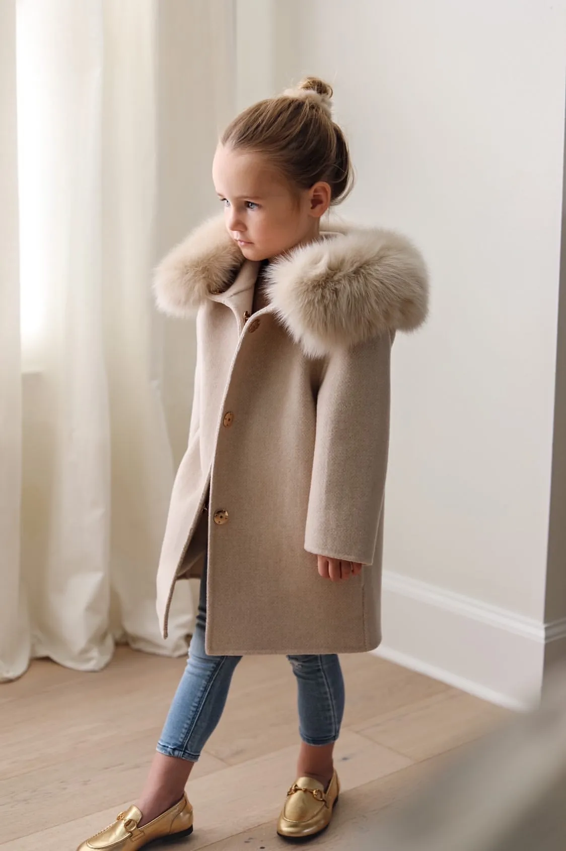 'ELLA' cashmere coat / NUDE