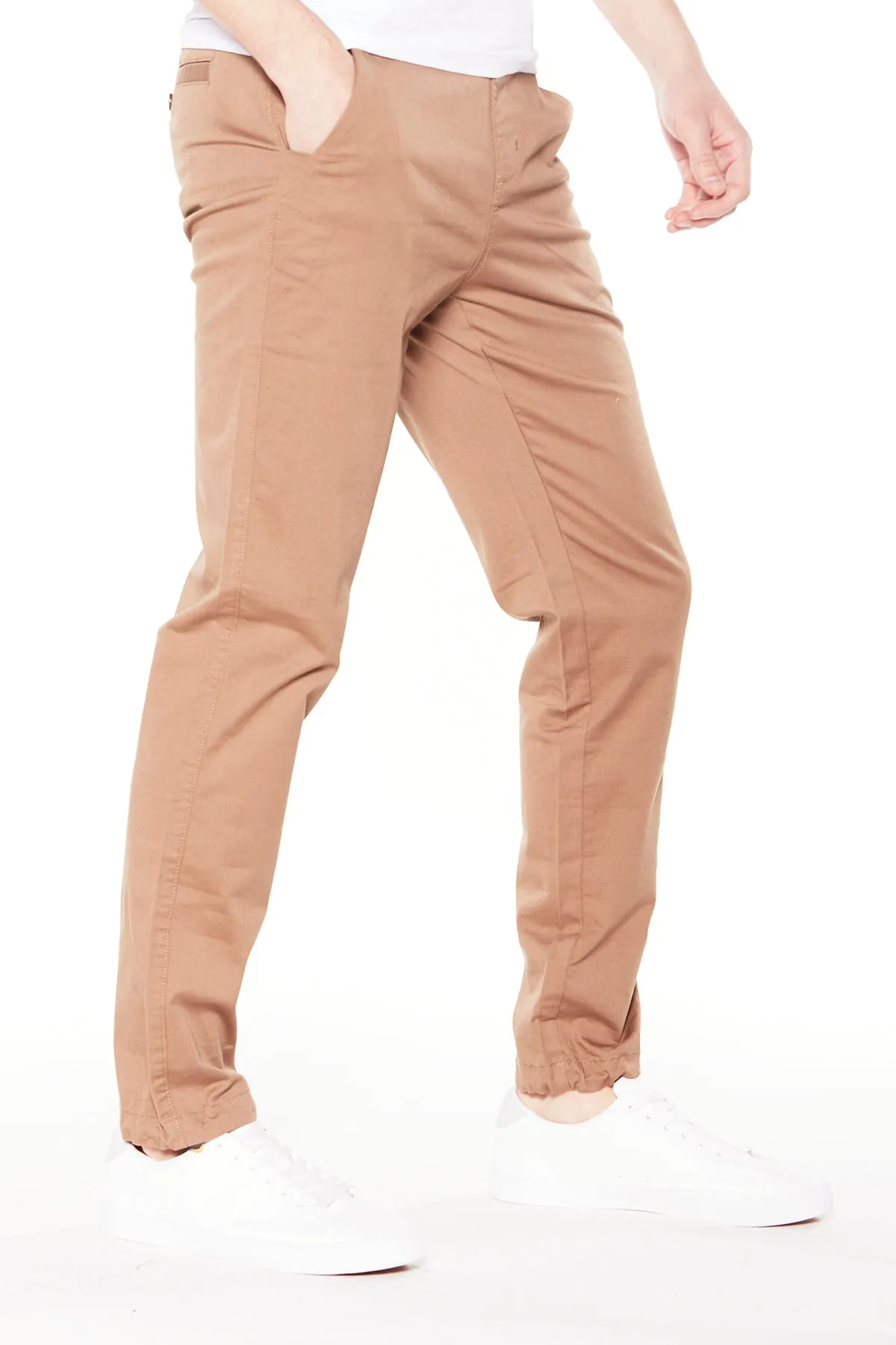 ELTON -  Slim Fit Chinos (Convertible Joggers) - Tobacco