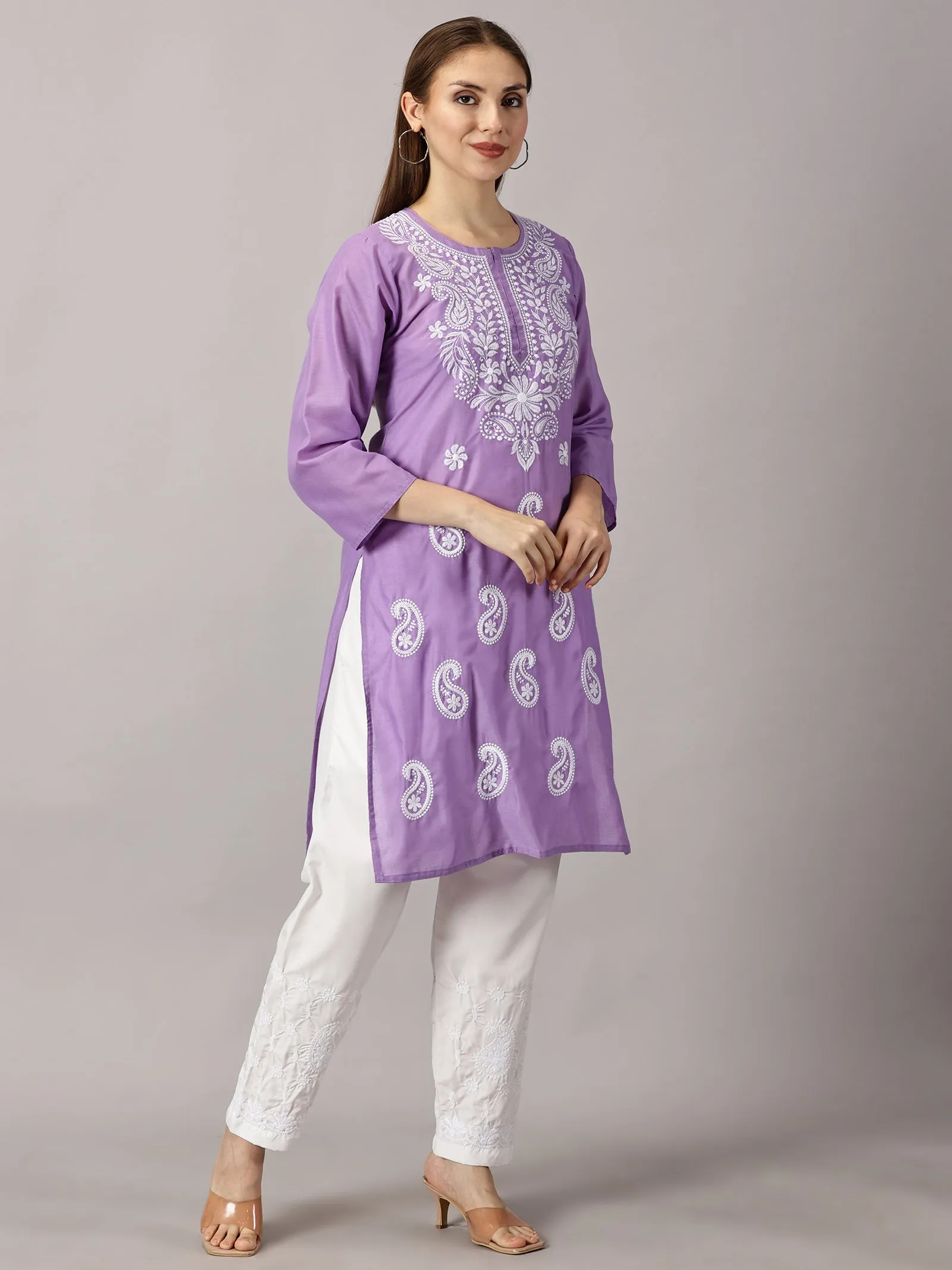 Embroidered Cotton Wear: 2 Kurtis   Pants Set | Women’s Cotton Kurti Set: Embroidery & Comfort Combo | Chic Cotton Sets Combo: Embroidered Kurtis and Pants | Stylish Cotton Kurti Set with Pants - 2 Piece Combo