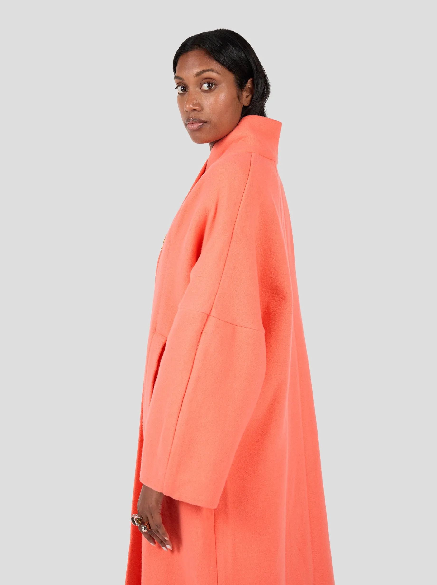 Eren Coat in Reef Orange Woolen Cashmere